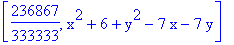 [236867/333333, x^2+6+y^2-7*x-7*y]